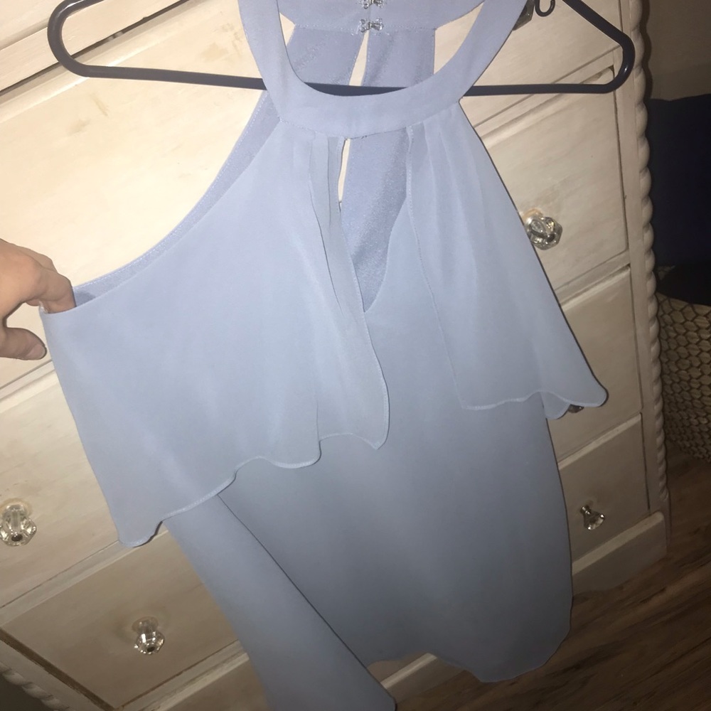 BCBGeneration Baby Blue Keyhole Halter Dress
